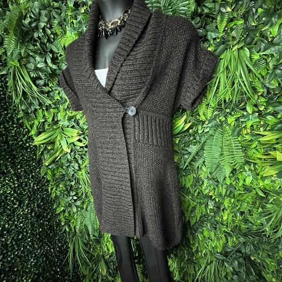 Kenneth Cole Women Cardigan Large Brown Knit Sweater Top Wool Blend 1379 - Picture 7 of 10